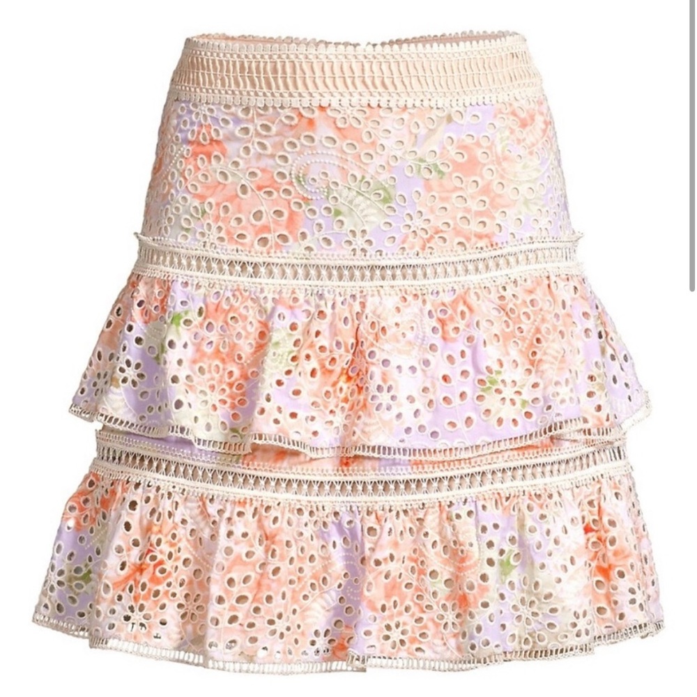 Alice + Olivia Pastel Eyelet Mini Skirt